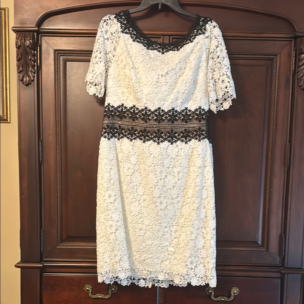 Elegant Lace Dress In Black And Cream